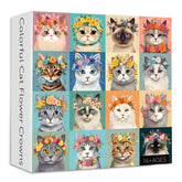 Buntes Katzen-Blumenkronen-Puzzle 1000 Teile